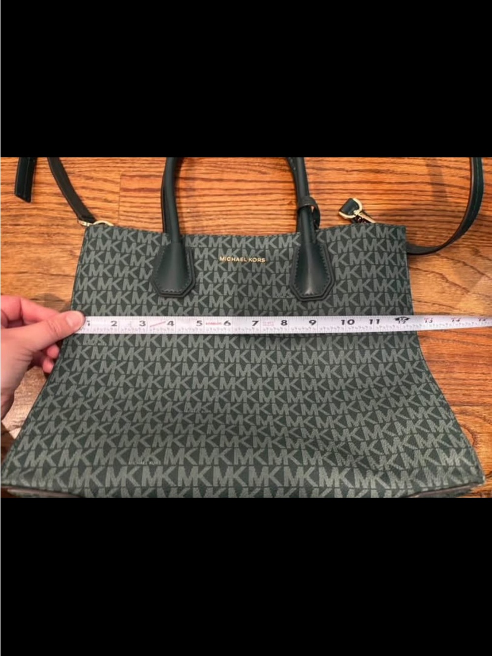 Michael Kors Dark Green MK Signature Satchel with Gold Hardware - Picture 7 of 16